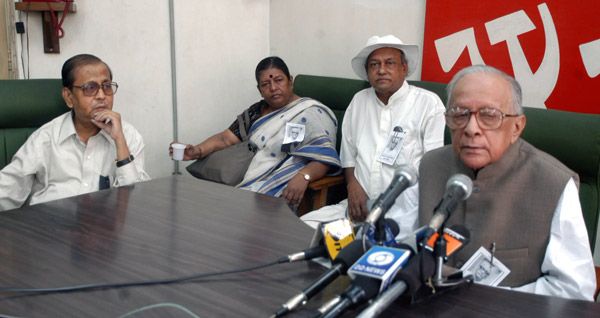 Jyoti Basu with Subhas Chockroborty and Anil Biswas